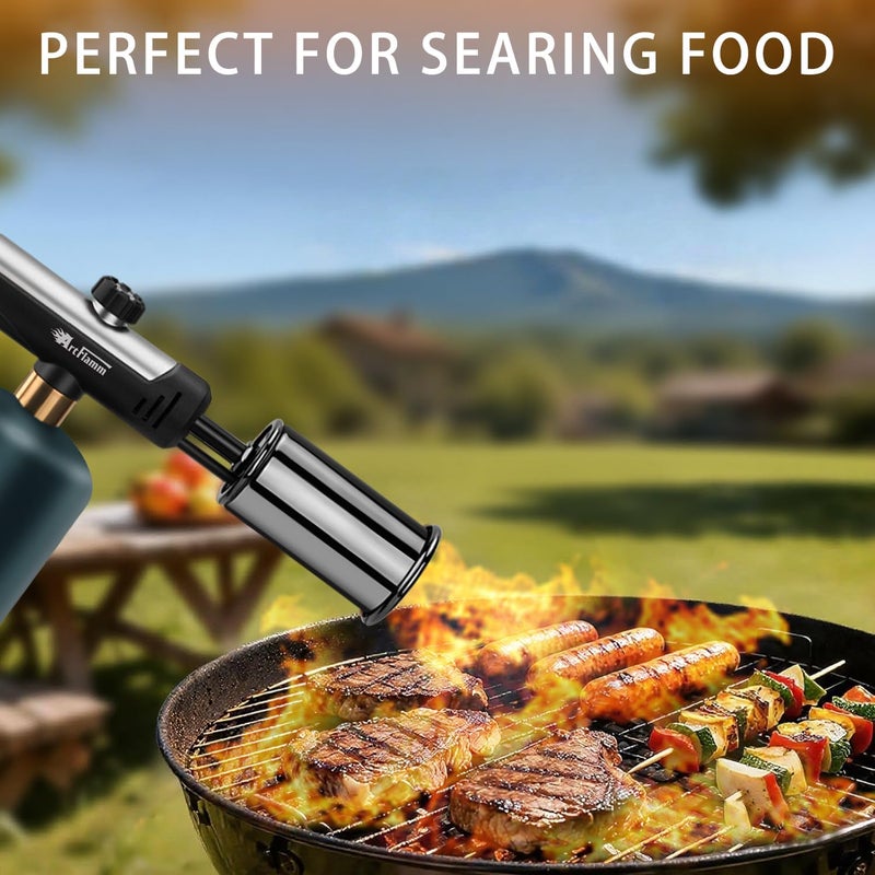 ARTFLAMM Propane Torch with Safety Lock, Adjustable Kitchen Flamethrower Gun With One-Touch Max Fire, Cooking Blow Torch for Grill, Charcoal Ignition, Weeding & Snow Removal(Tank Not Included) - Image 4